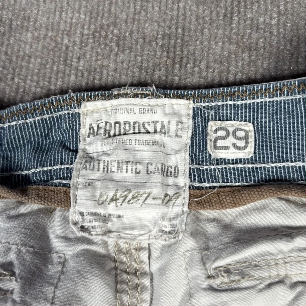 Aeropostale Cargo Shorts Mens 29 Ivory Baggy Heavy Skater Grunge Workwear Y2K